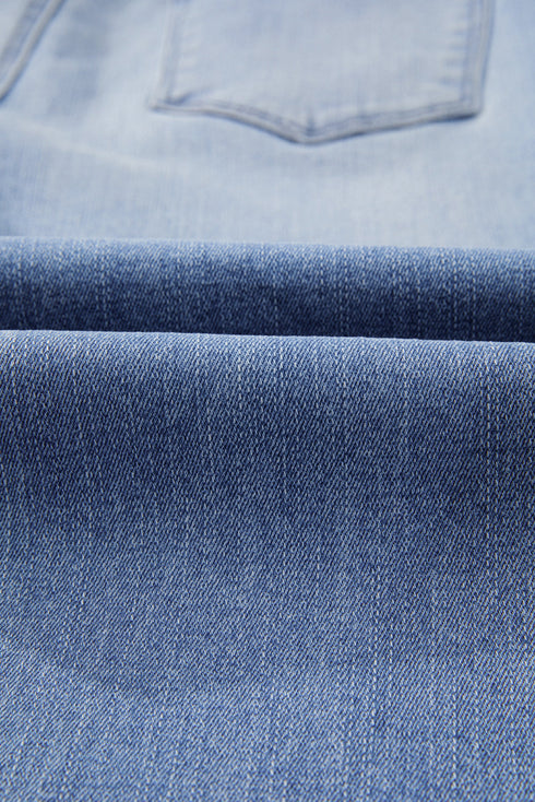 Mineral Wash Raw Hem High Waist Flared Jeans