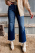 Mineral Wash Raw Hem High Waist Flared Jeans