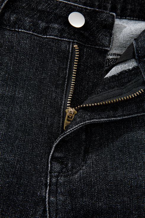 Mineral Wash Raw Hem High Waist Flared Jeans