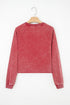 Mineral Wash Raw Hem Raglan Sleeve Pullover Sweatshirt