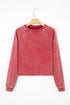Mineral Wash Raw Hem Raglan Sleeve Pullover Sweatshirt