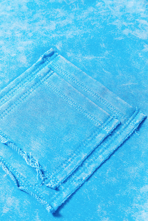 Mineral Wash Raw Seam Double Patch Pocket Pullover Sweatshirt