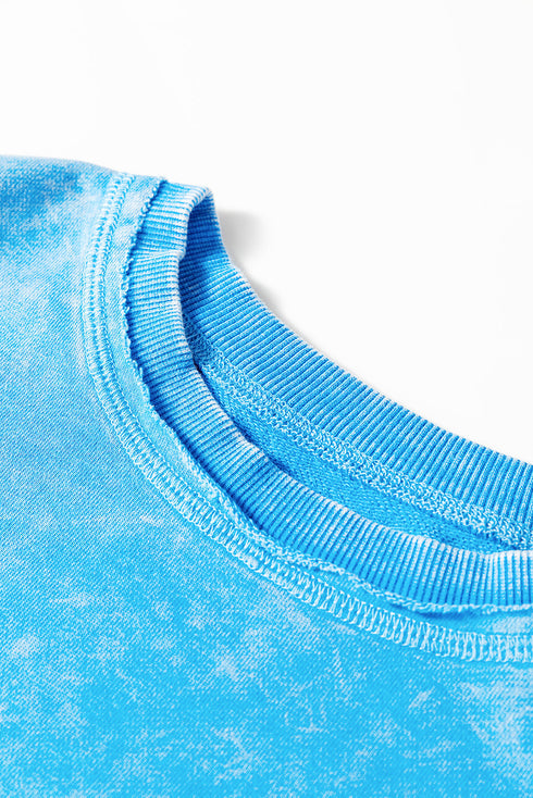 Mineral Wash Raw Seam Double Patch Pocket Pullover Sweatshirt