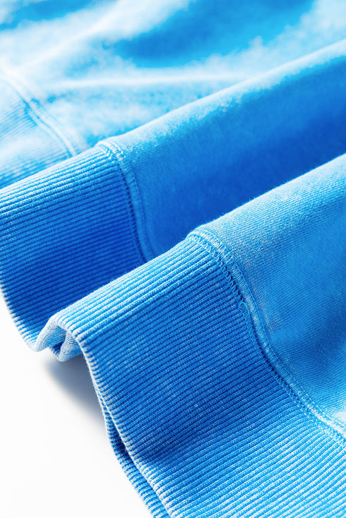 Mineral Wash Raw Seam Double Patch Pocket Pullover Sweatshirt