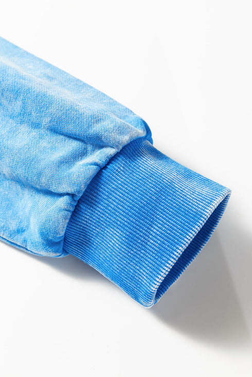 Mineral Wash Raw Seam Double Patch Pocket Pullover Sweatshirt