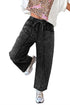 Mineral Wash Raw Seam Drawstring Elastic Waist Barrel Pants