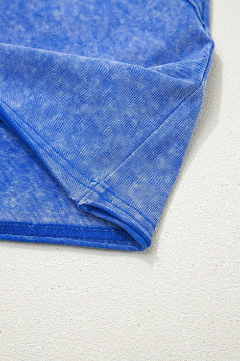 Mineral Wash Raw Seam Lace Sleeve Cotton Tee