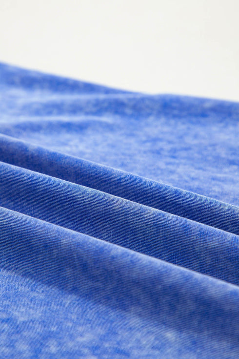 Mineral Wash Raw Seam Lace Sleeve Cotton Tee