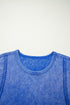 Mineral Wash Raw Seam Lace Sleeve Cotton Tee