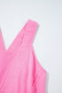Mineral Wash Ribbed Patchwork Raw Seam Wide Leg Jumpsuit