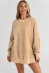 Mineral Wash Ribbed Trim Oversized Tunic Sweatshirt