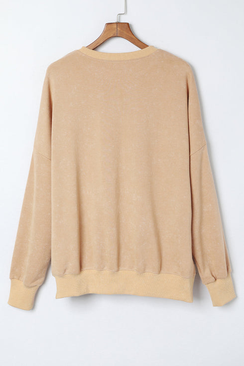 Mineral Wash Ribbed Trim Oversized Tunic Sweatshirt