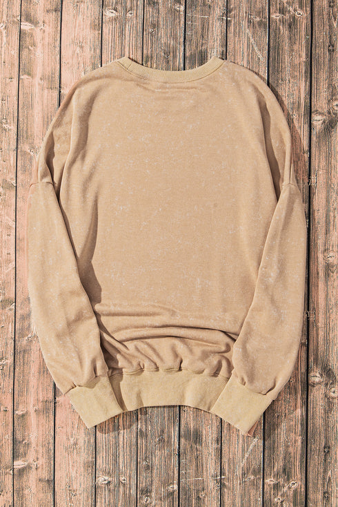 Mineral Wash Ribbed Trim Oversized Tunic Sweatshirt