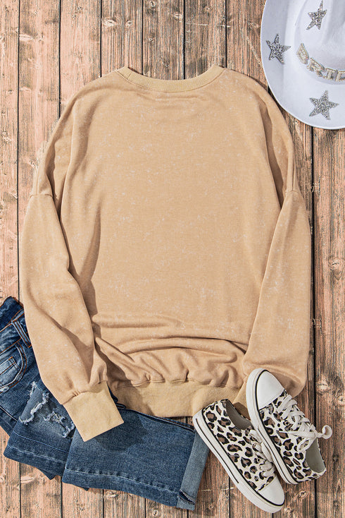 Mineral Wash Ribbed Trim Oversized Tunic Sweatshirt