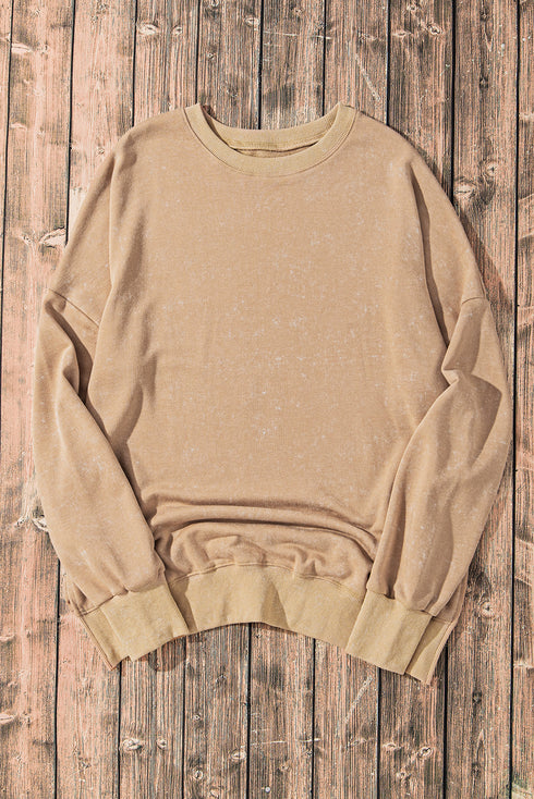 Mineral Wash Ribbed Trim Oversized Tunic Sweatshirt