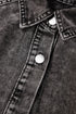Mineral Wash Ruffled Puff Sleeve Buttoned Denim Mini Dress