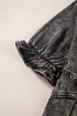 Mineral Wash Ruffled Puff Sleeve Buttoned Denim Mini Dress