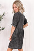 Mineral Wash Ruffled Puff Sleeve Buttoned Denim Mini Dress