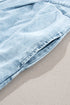 Mineral Wash Ruffled Puff Sleeve Buttoned Denim Mini Dress