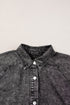 Mineral Wash Ruffled Puff Sleeve Buttoned Denim Mini Dress