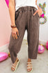 Mineral Wash Seam Detail Elastic Waist Barrel Pants