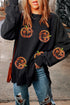 Mineral Wash Sequin Pumpkin Patch Oversized Pullover Sweatshirt