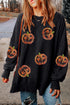Mineral Wash Sequin Pumpkin Patch Oversized Pullover Sweatshirt