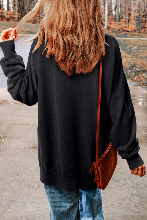 Mineral Wash Sequin Pumpkin Patch Oversized Pullover Sweatshirt