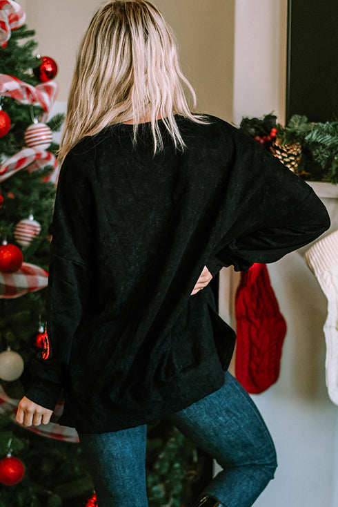 Mineral Wash Sequin Pumpkin Patch Oversized Pullover Sweatshirt