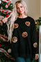 Mineral Wash Sequin Pumpkin Patch Oversized Pullover Sweatshirt