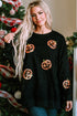Mineral Wash Sequin Pumpkin Patch Oversized Pullover Sweatshirt
