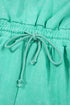 Mineral Wash Short Sleeve Drawstring Cutout Back Romper