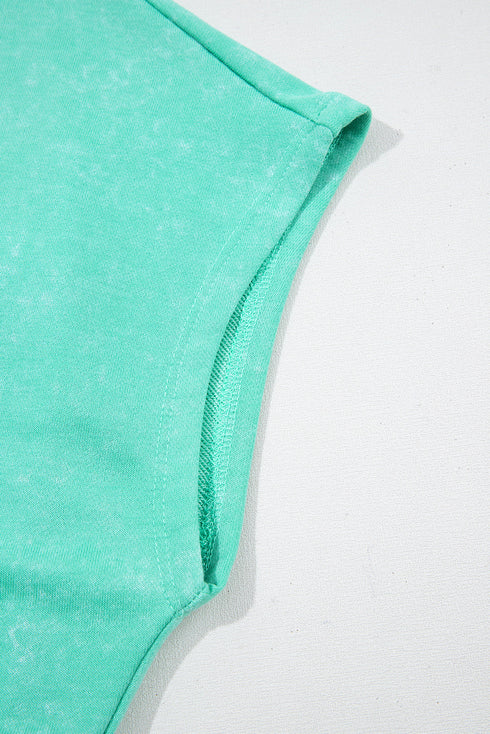 Mineral Wash Short Sleeve Drawstring Cutout Back Romper