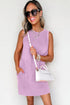 Mineral Wash Sleeveless Crew Neck Casual Tank Mini Dress With Pockets