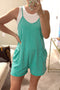 Mineral Wash Spaghetti Strap Cotton Pocketed Romper