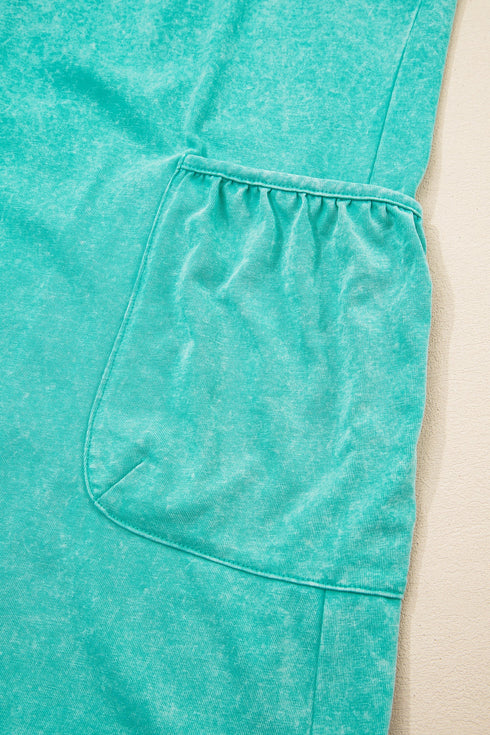 Mineral Wash Spaghetti Strap Cotton Pocketed Romper