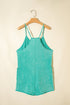 Mineral Wash Spaghetti Strap Cotton Pocketed Romper