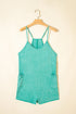 Mineral Wash Spaghetti Strap Cotton Pocketed Romper