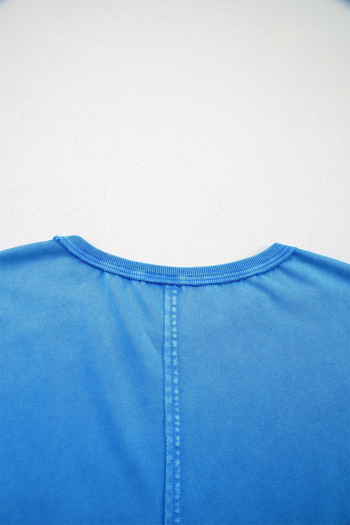 Mineral Wash Star Print Mesh Patchwork Tee