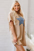 Mineral Wash Stud Beaded Star Graphic Pocketed T Shirt Dress