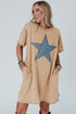 Mineral Wash Stud Beaded Star Graphic Pocketed T Shirt Dress