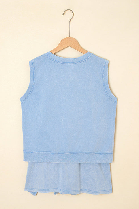 Mineral Wash Tank Top Split Skirt Two Piece Dress