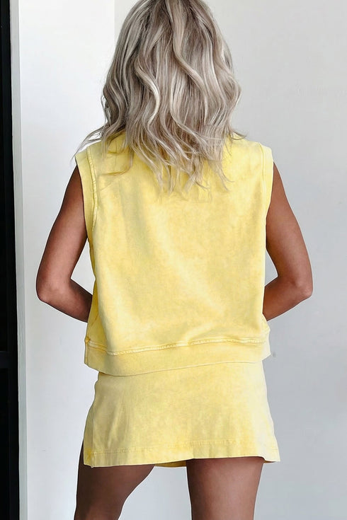 Mineral Wash Tank Top Split Skirt Two Piece Dress