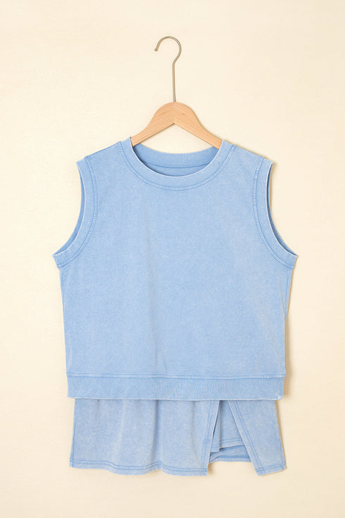 Mineral Wash Tank Top Split Skirt Two Piece Dress
