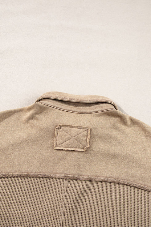 Mineral Wash Textured Patchwork Loose Fit Jacket
