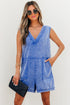 Mineral Wash V Neck Sleeveless Pocketed Loose Romper