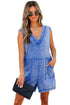 Mineral Wash V Neck Sleeveless Pocketed Loose Romper