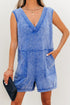 Mineral Wash V Neck Sleeveless Pocketed Loose Romper