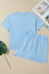 Mineral Wash V Neck Tee And Matching Skort Set