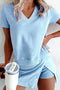 Mineral Wash V Neck Tee And Matching Skort Set